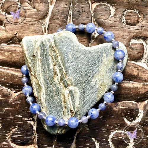 Blue Aventurine Silver Bead Bracelet